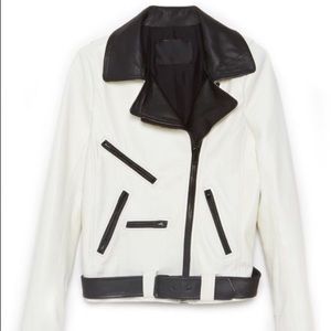 ALC black white leather biker moto jacket XS